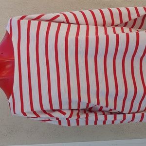 Levi's Women's Striped Red and Cream White Boat Neck Top with Tie back,Large